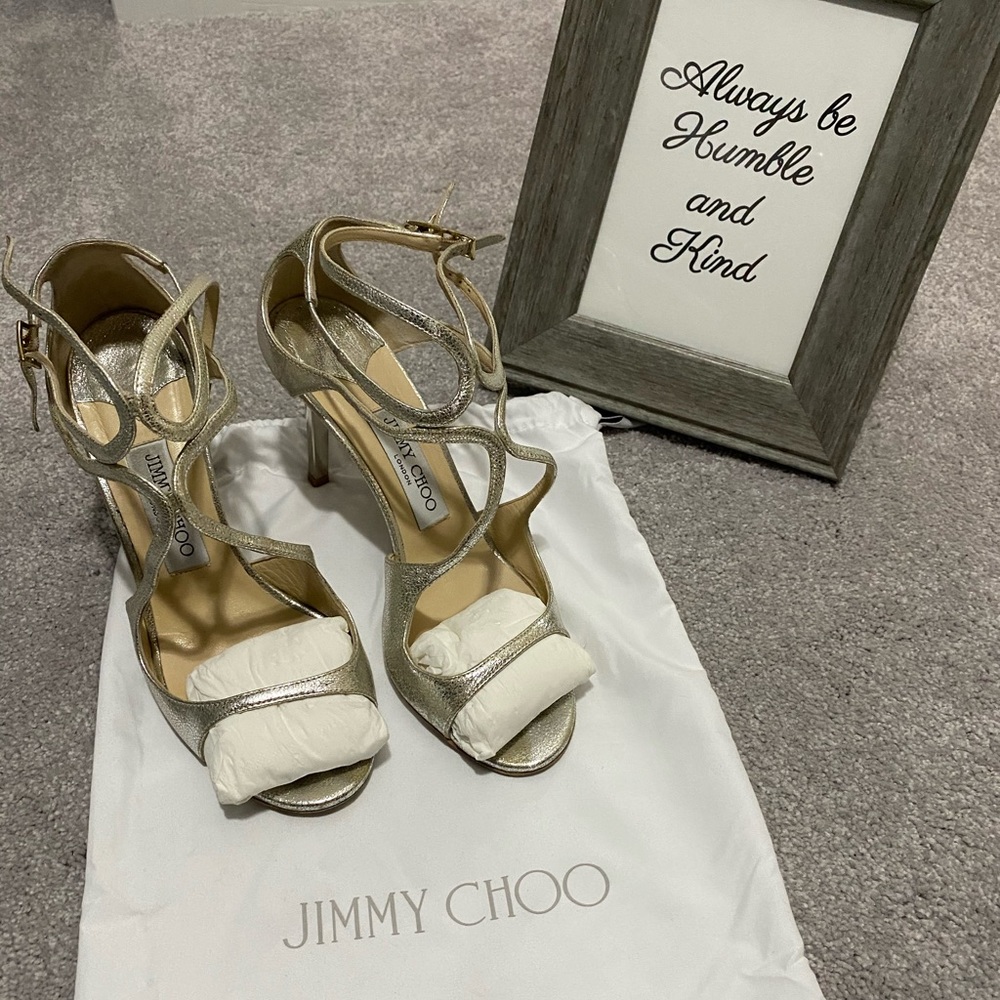 Glitter Leather Champagne Jimmy Choo Heels